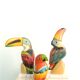 Set de 3 toucans et perroquet en bois, années 80