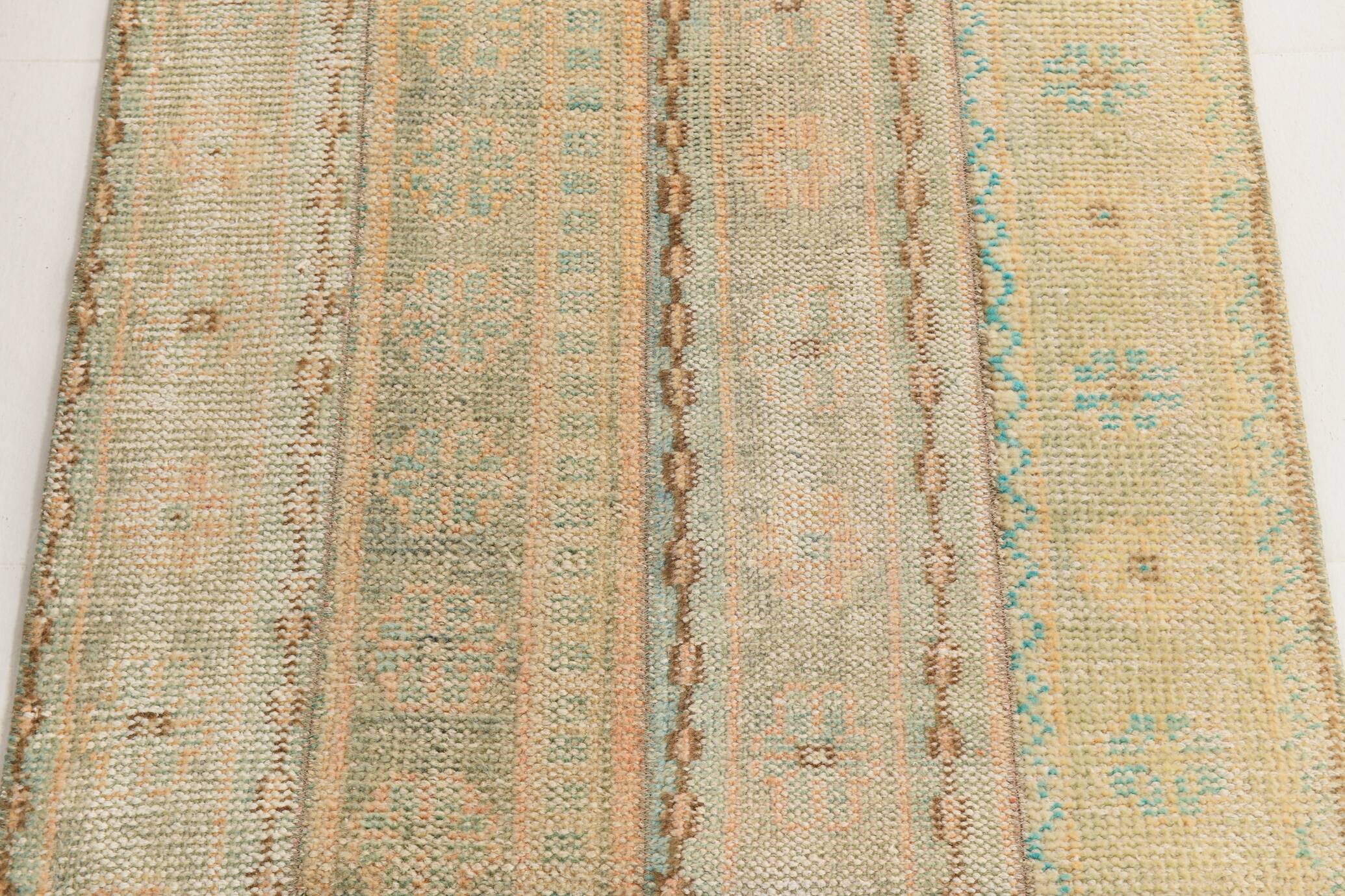 2x10 Vintage Brown & Cream Turkish Runner Rug, 80x306Cm