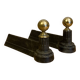 Pair of Napoleon III andirons from the 19th century in cast iron and brass