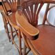 Set of 6 Vintage Bentwood Bar Stool Set: Brown Leather Seat, Nailhead Trim