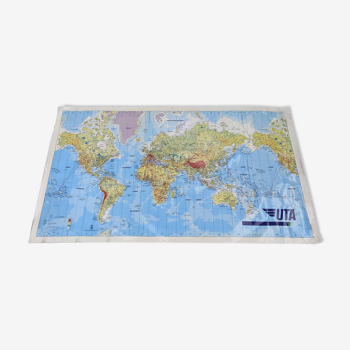 Great vintage map of the world / planisphere aerial agency uta