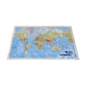 Carte vintage du monde planisphère agence aérienne uta