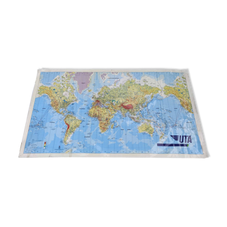 Great vintage map of the world / planisphere aerial agency uta