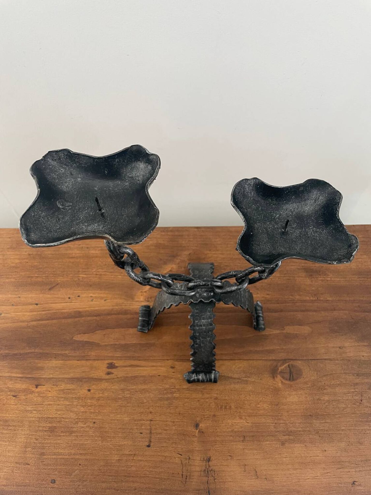 Pair of large wrought iron candlesticks 1950