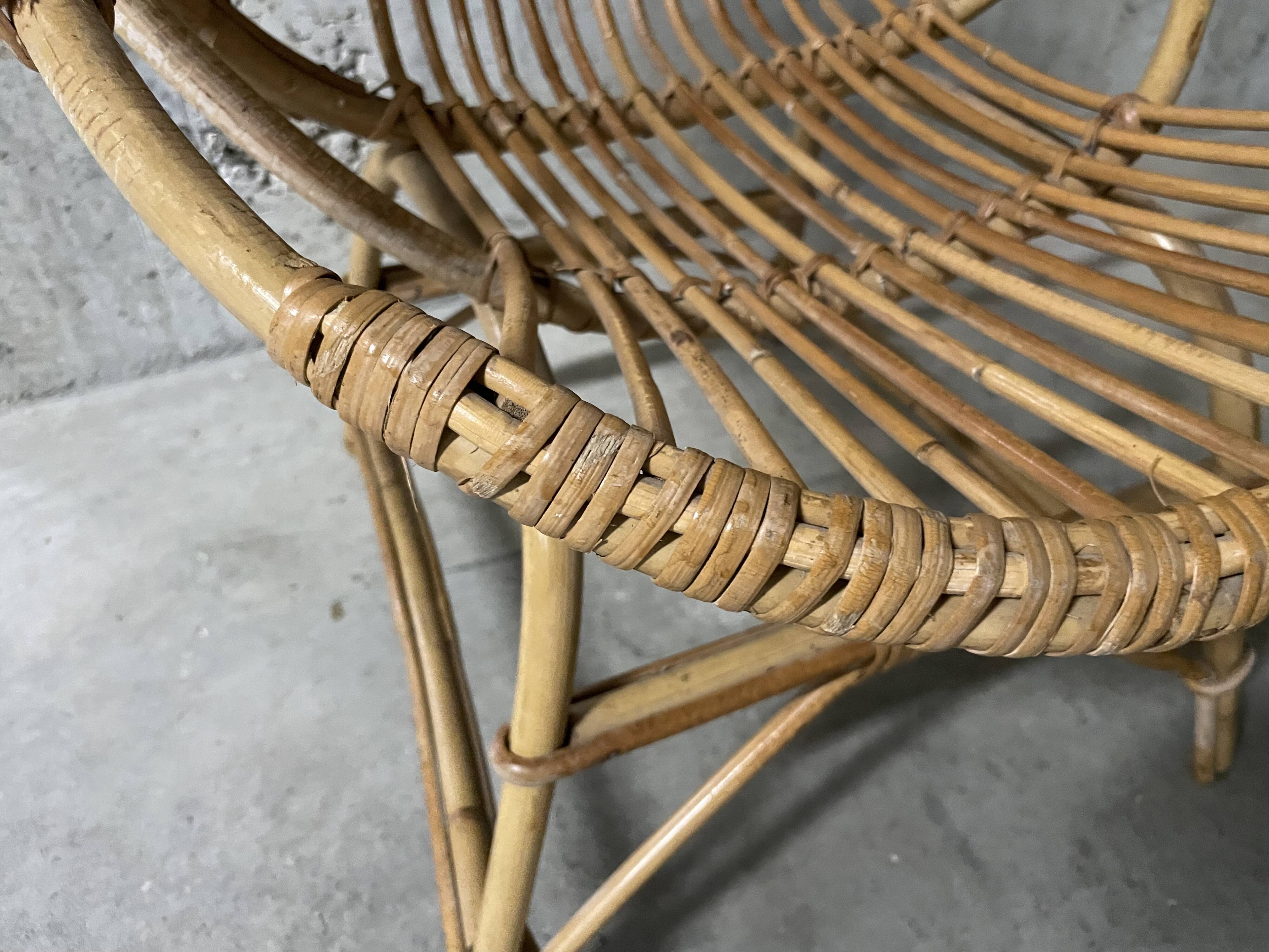 Fauteuil en rotin années 60