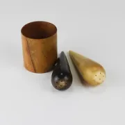 Carl Aubock II "The Bombs" salt and pepper shakers, walnut & horn, 1950s