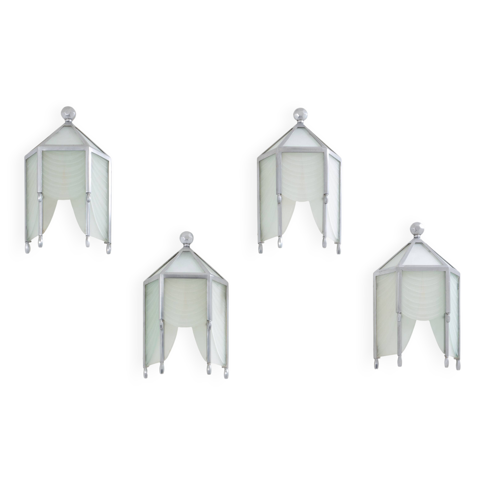 Set of 4 Jean Perzel wall lights in cut glass from Saint Gobain circa 1930