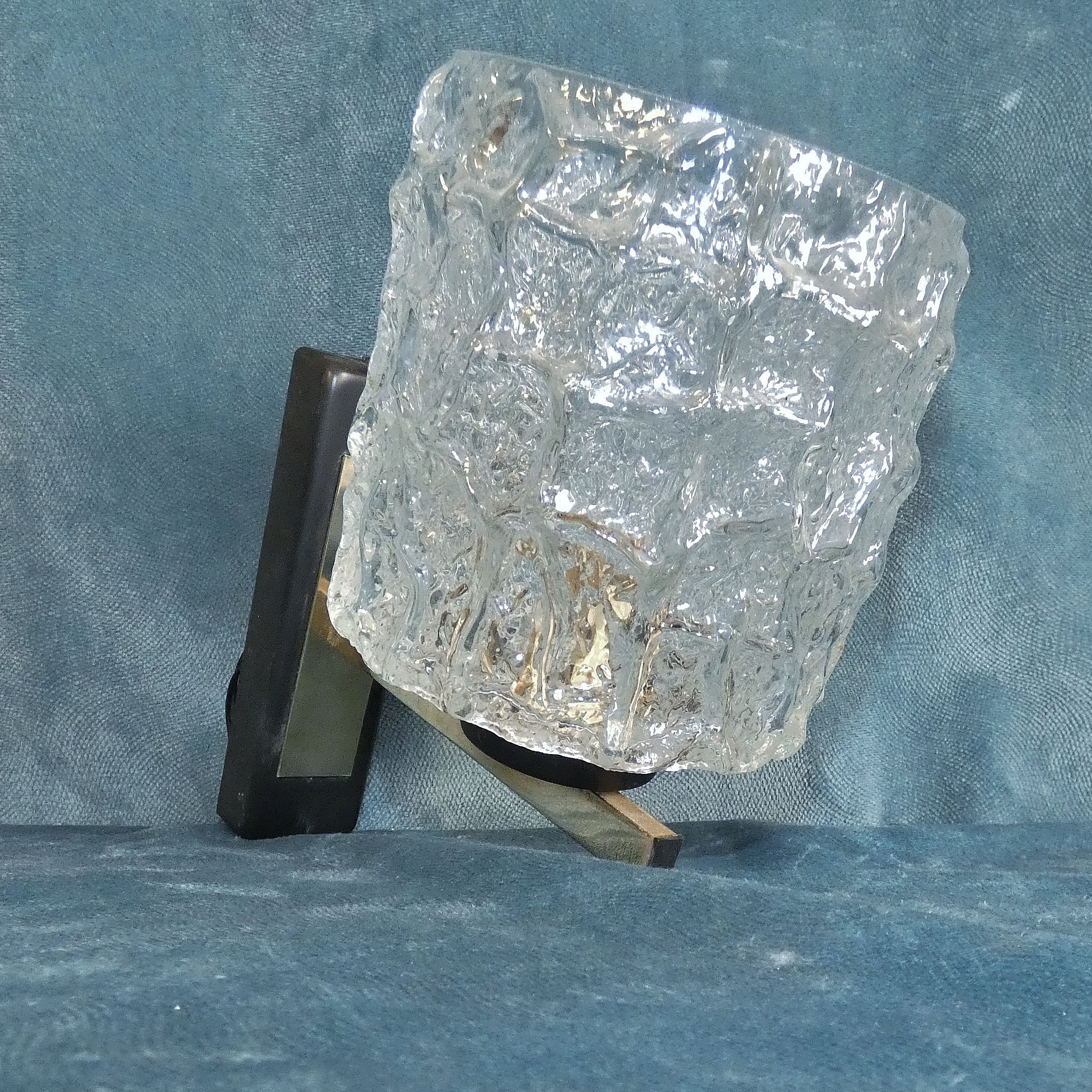 Wall lamp vintage Arlus tulip glass ice cube structure lacquered metal brass 1950