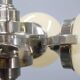Czechoslovak Art Deco nickel chandelier with five opaline glass globes