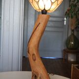 Lampe bois d'olivier et nacre