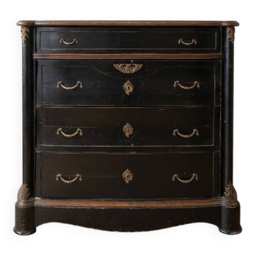 Commode Napoléon III noire et laiton