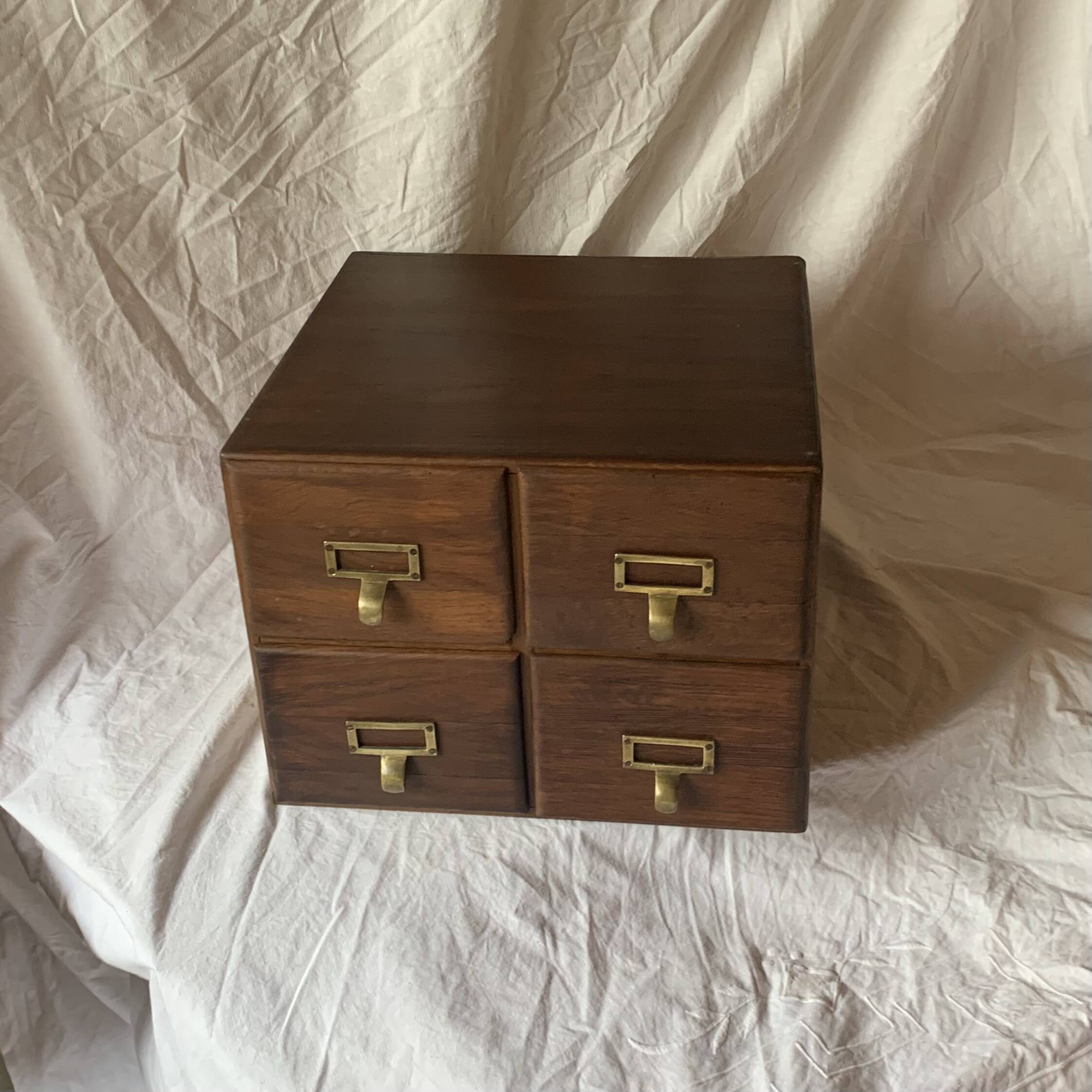 Old wooden desk cabinet - 4 drawers