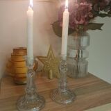 Pair of glass candlesticks