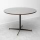 Vintage round table in wood and glass with metal base, 1970s modernist
