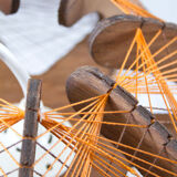 Scandinavian yarn and wood hanging lamp