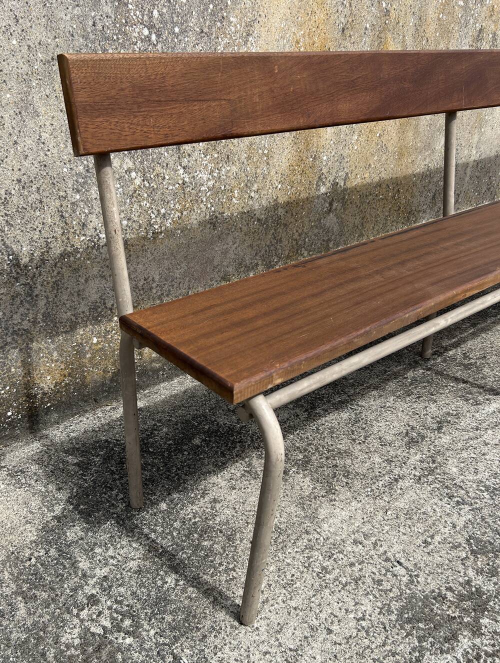 Three tubular and solid wood benches, boarding school, vintage, 1950s