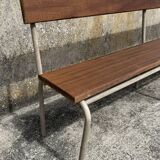 Three tubular and solid wood benches, boarding school, vintage, 1950s