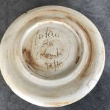 Small vintage plate from the La Colombe pottery, Vallauris artistic effect stoneware