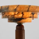 Art Deco Floor Lamp in oak and alabaster, France, ca. 1925