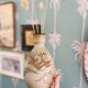 Vintage 1970s ceramic vase with naive bohemian motifs