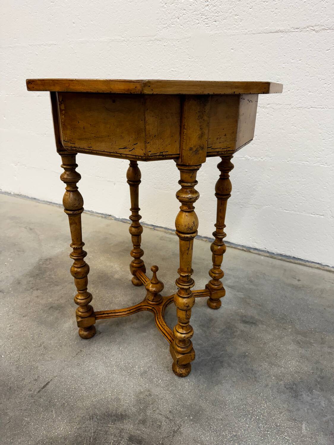 English octagonal inlaid table