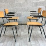 Set of 4 vintage chairs with armrests