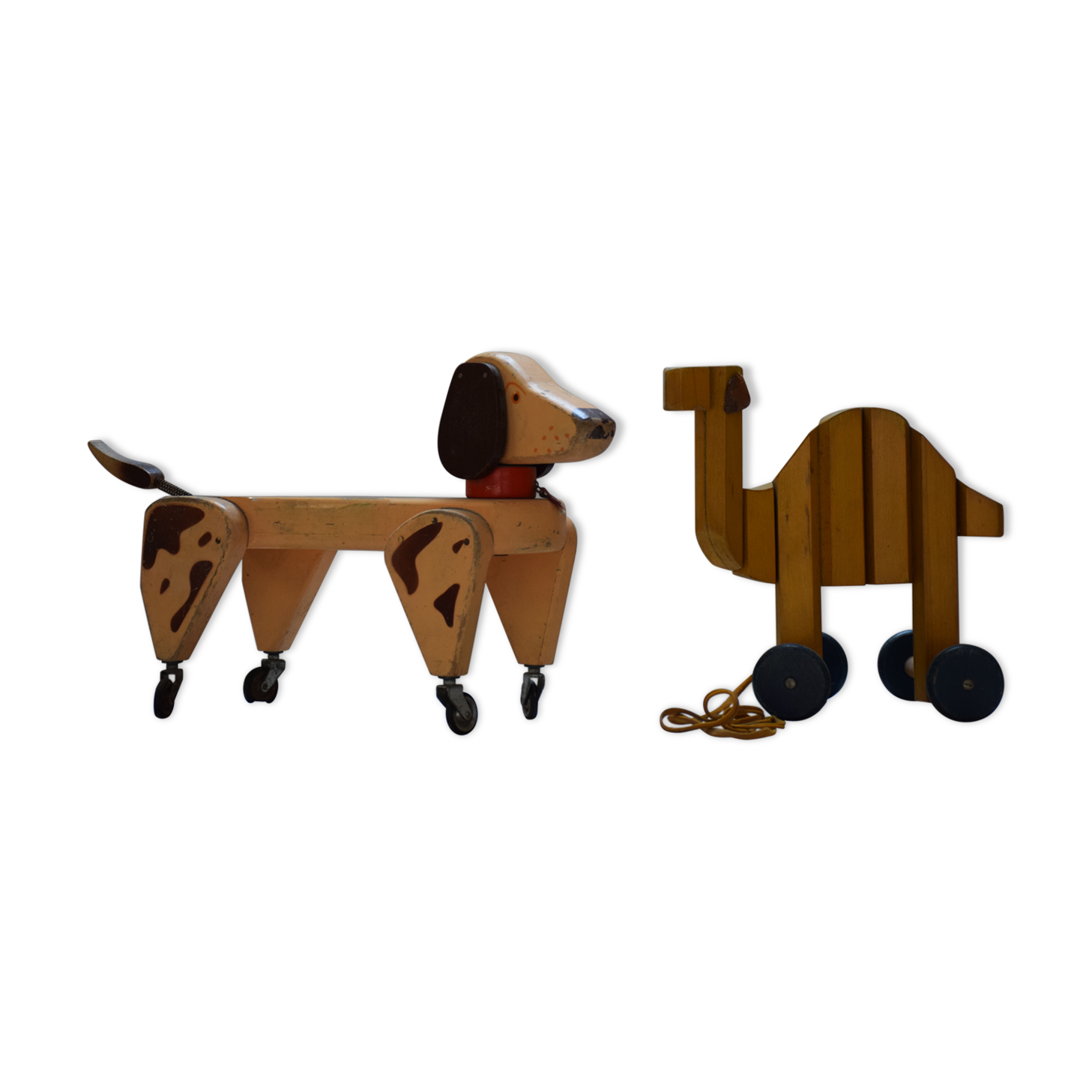 Children's wooden dog and camel