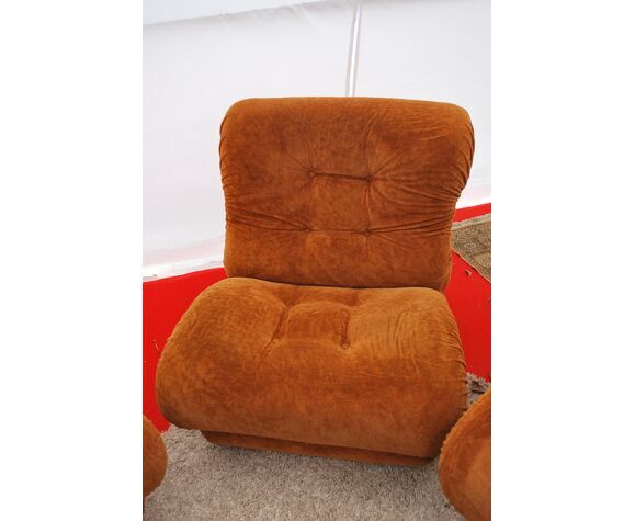 Set de 4 fauteuils vintage et pouf vintage