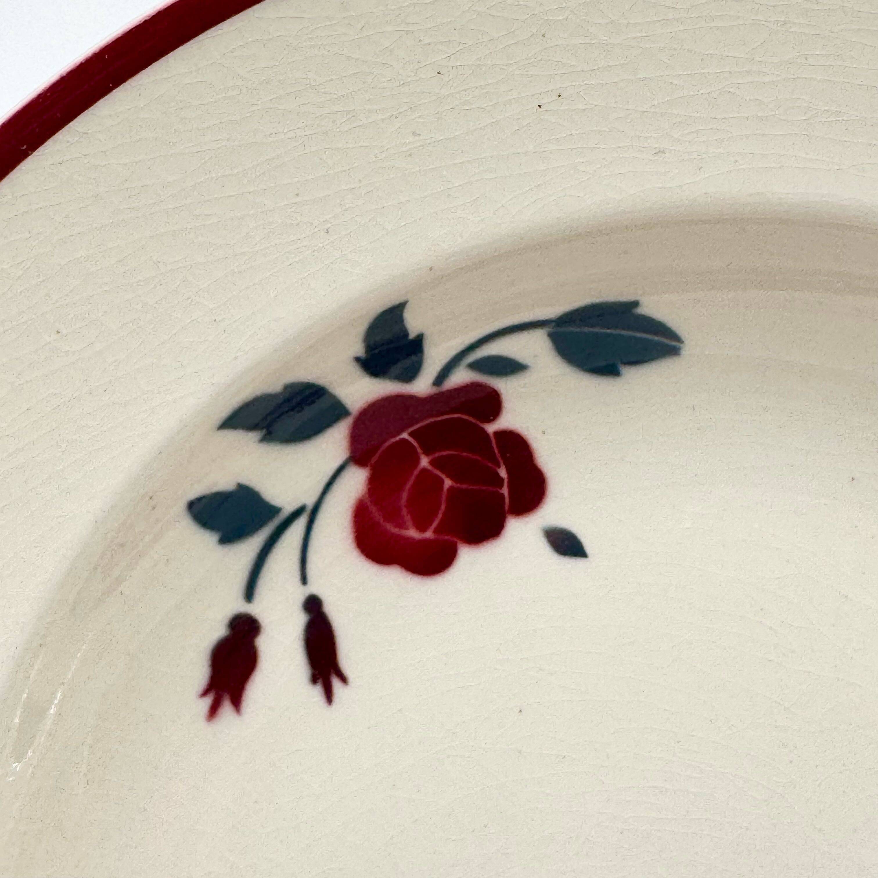 9 soup plates Badonviller model "Les Roses" from the 1950s