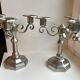 Duo of 3-spoke brass candlesticks art deco 30s