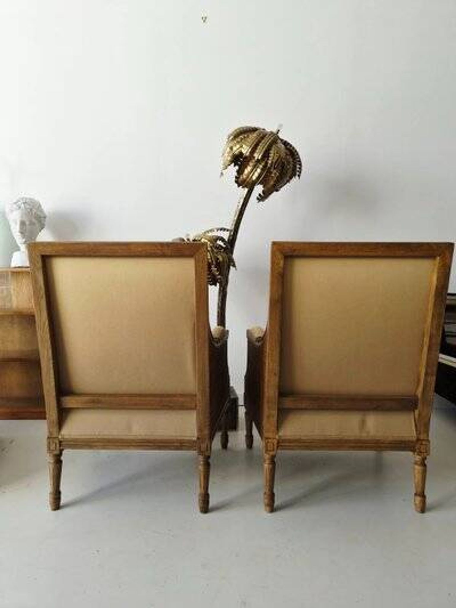 Pair of French antique Louis XV style armchairs (cane back armchairs)