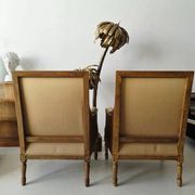 Pair of French antique Louis XV style armchairs (cane back armchairs)
