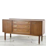 Midcentury G Plan 'E Gomme' Sideboard In Walnut And Brass. Vintage Modern /