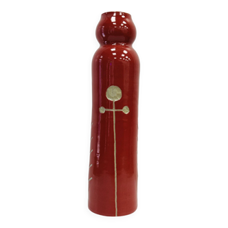 Soliflore Photosynthesis Red in sgraffito ceramic by the street artist Naïf