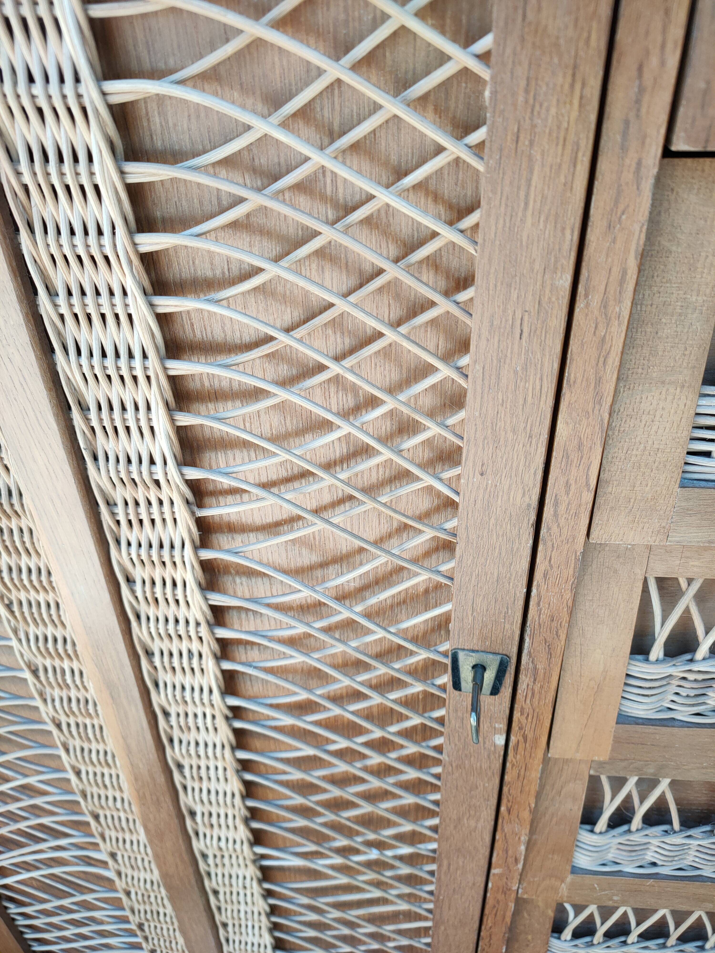 Wardrobe, vintage rattan wardrobe