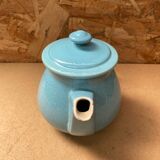 Ancienne Théière Céramique Bleue Craquelée Vintage
