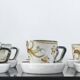 Set of 6 vintage Kéraluc Quimper coffee cups and saucers.