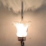 Gold metal wall light with glass tulip - mid 20th century
