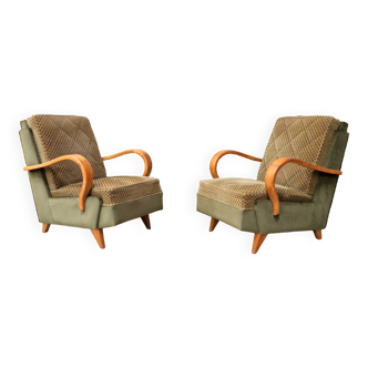 Pair of Art Deco style velvet armchairs