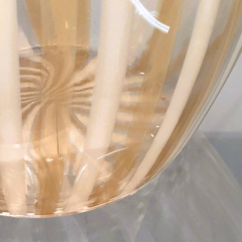 Elegant vintage Murano table lamp with swirled gold & white stripes, Italy 1980s