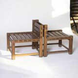 Set of 2 unique brutalist chairs from 'Elana' Bydgoszcz, Poland, 1970s