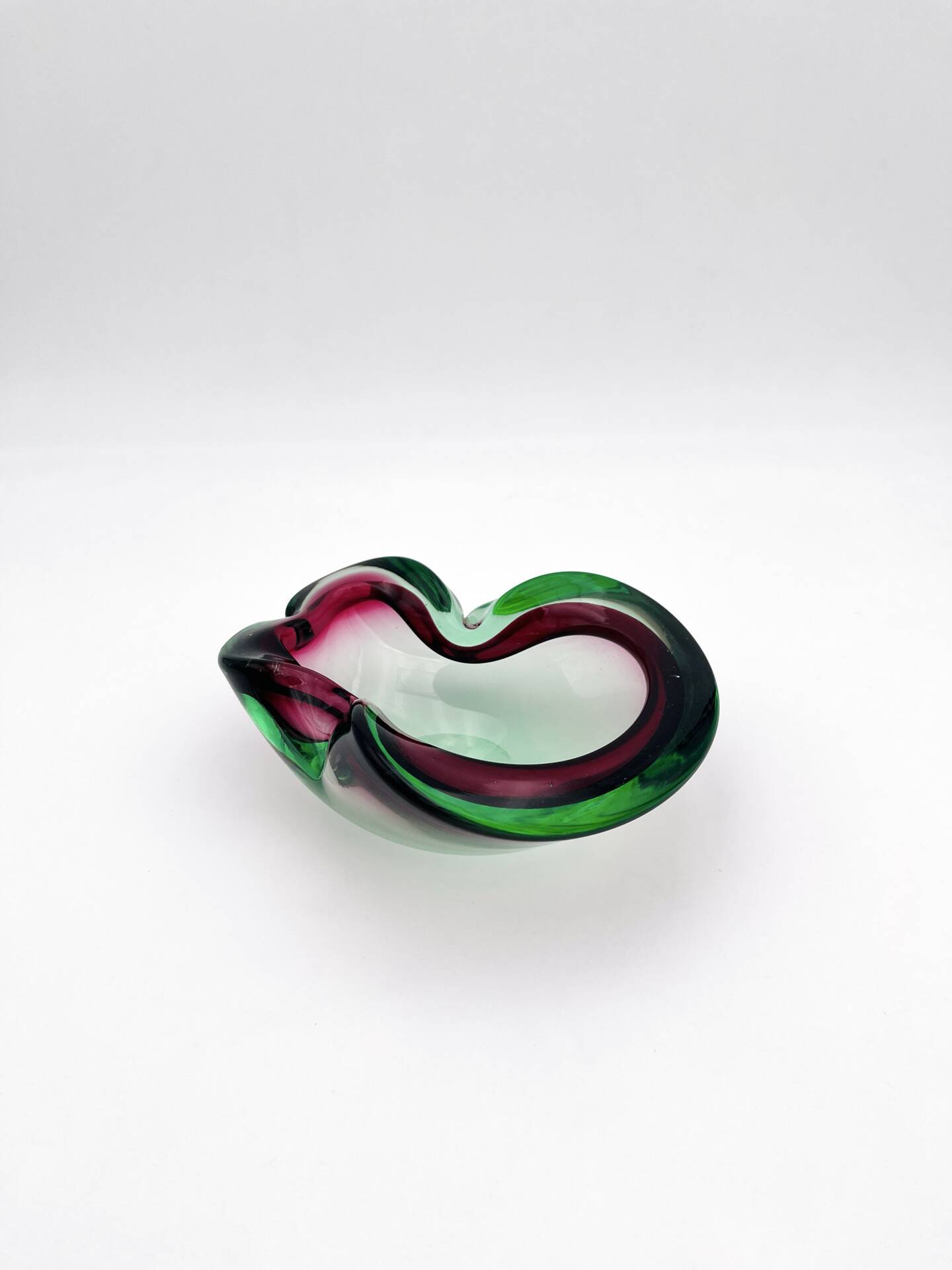 Flavio Poli Seguso Sommerso Green Magenta Ashtray 17.5cm 962g
