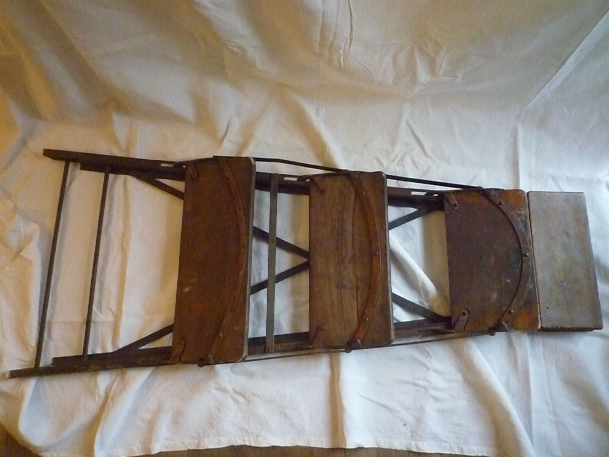 Industrial metal and wood workshop stepladder