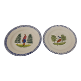 2 assiettes en faïence de Saint Clément peint à la main diam 23 cm