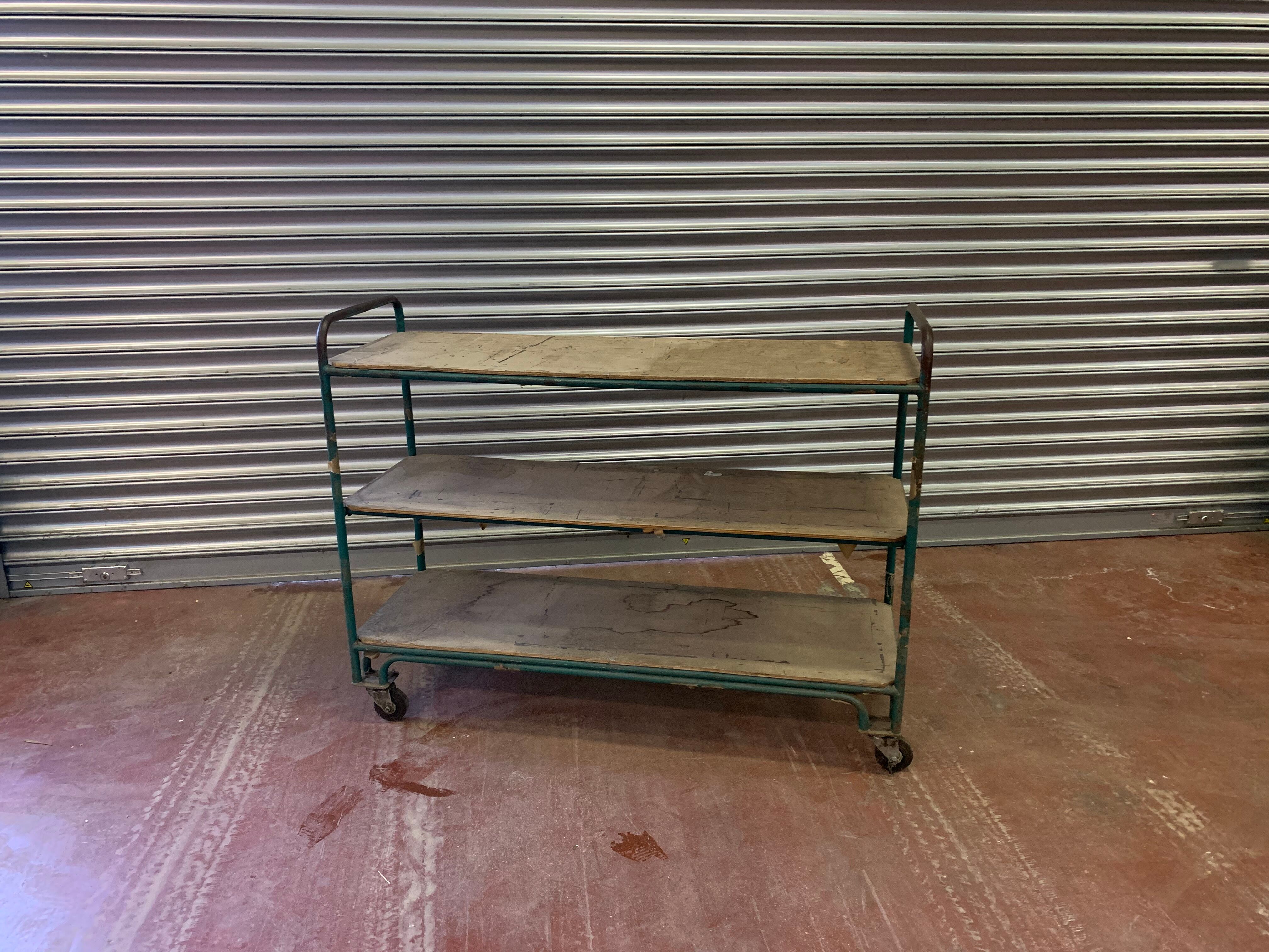 3-level metal workshop trolley