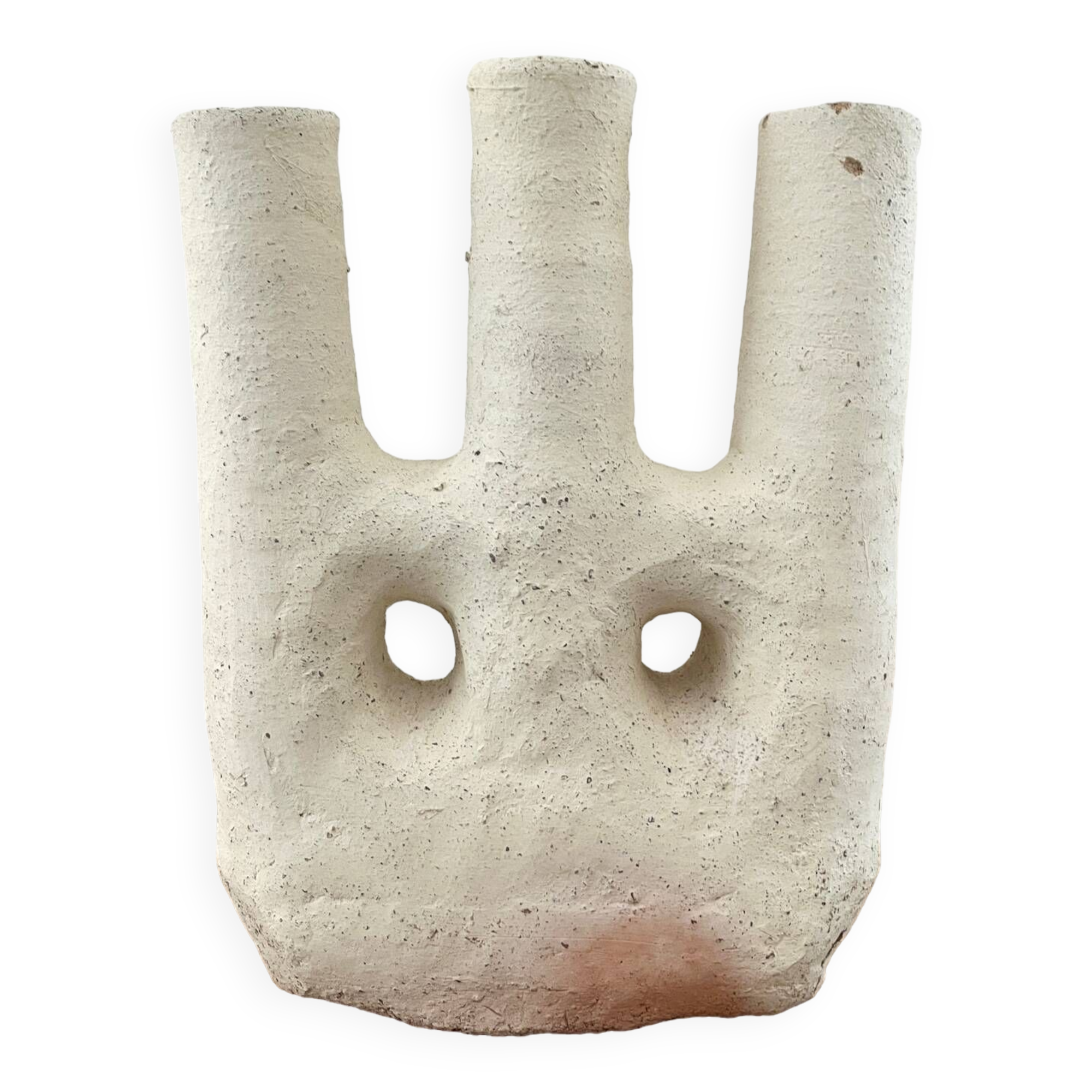 White terracotta candle holder