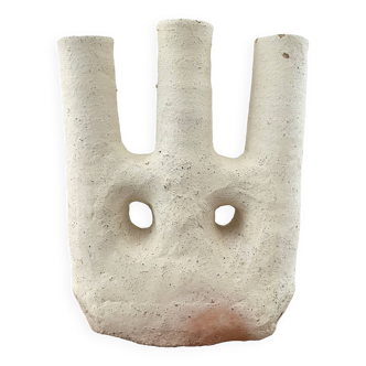 White terracotta candle holder