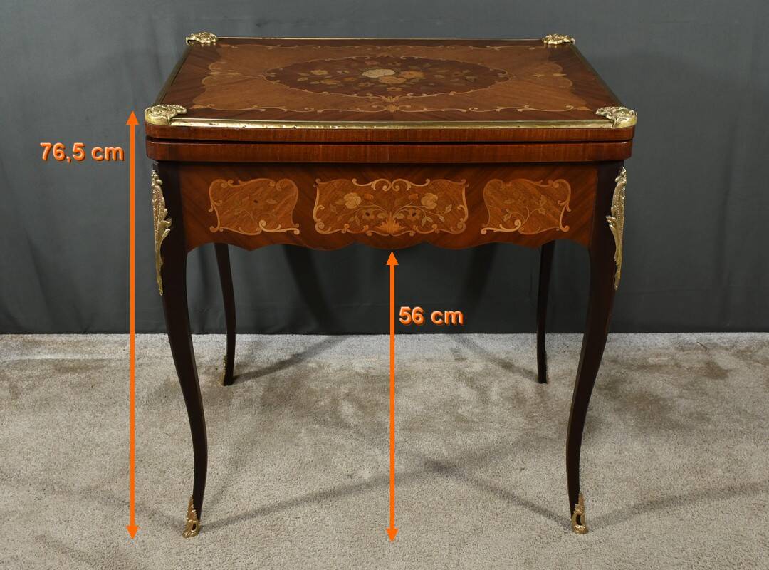 Mahogany Games Table, Louis XV/Louis XVI Transition Style – Late 19th Century