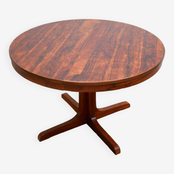Scandinavian round extendable rosewood dining table