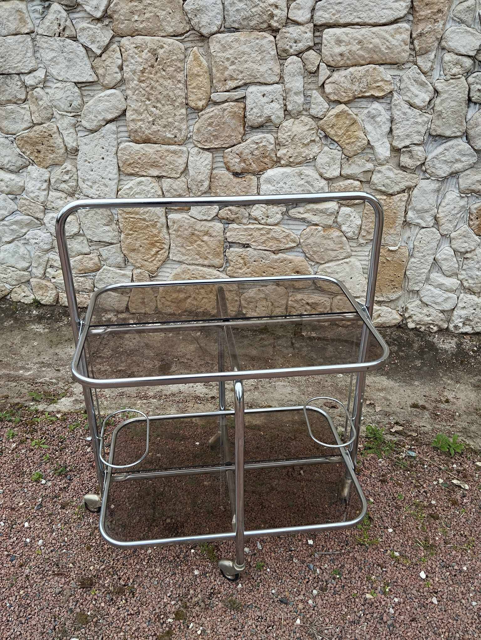 Vintage iron and smoked glass serving trolley